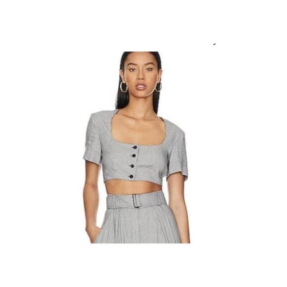 House of Harlow 1960 Gray Checkered Cropped Top Vest Size 2 - Picture 1 of 5